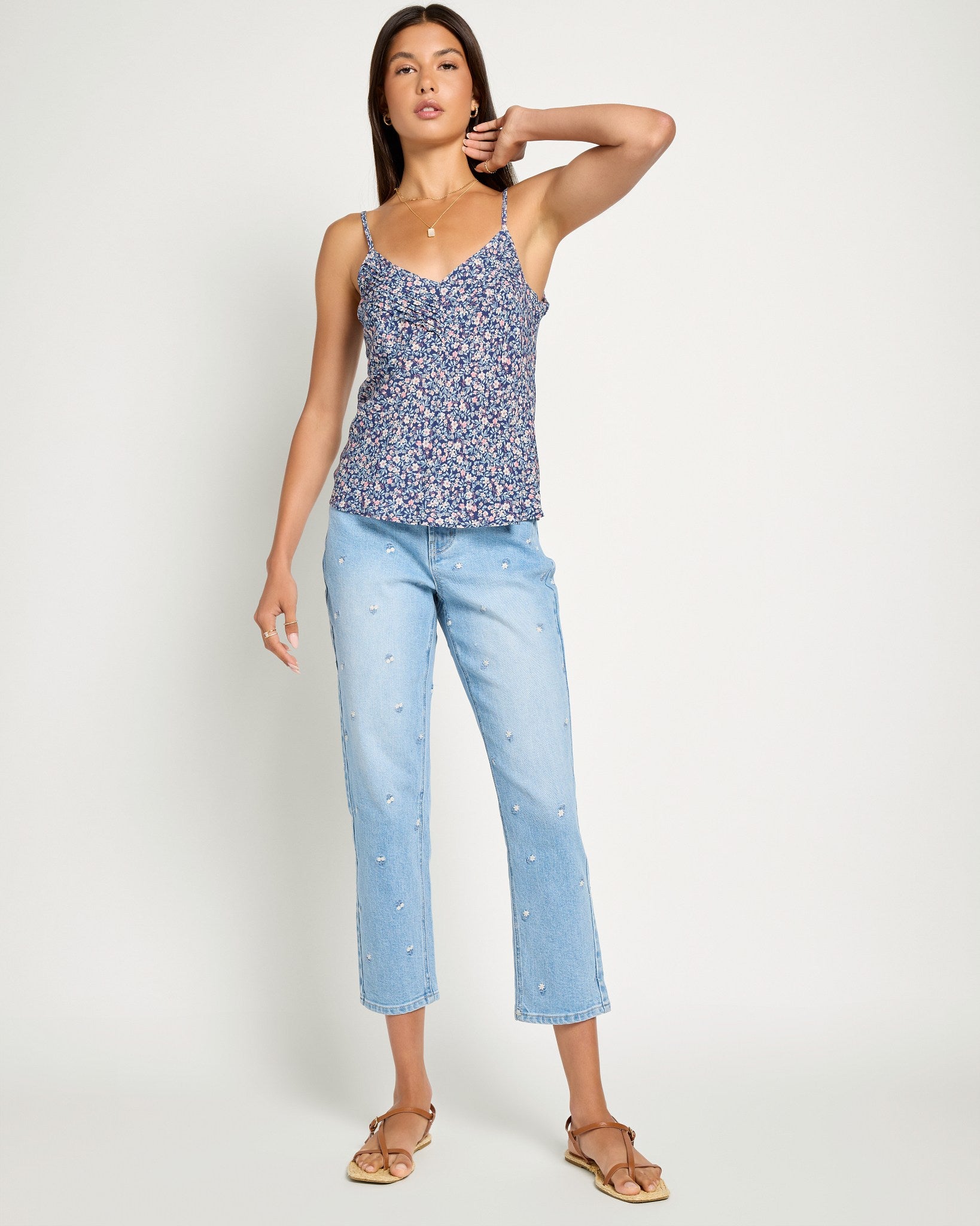 Sapphire Floral $|& SEAS Serene Spaghetti Strap Tank - UGC On Fig