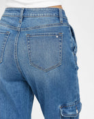 Palasha $|& Mica Denim High Rise Cargo Jeans With Adjustable Hem - Hanger Back