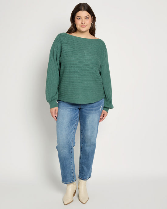 Frosty Spruce Green $|& SEAS Open Weave Dolman Sweater - UGC On Fig