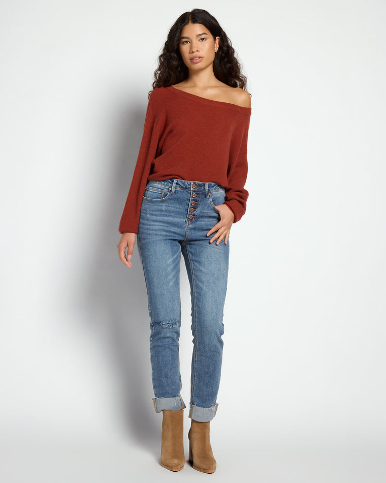 Storm Blue $|& Herizon Phoebe High Rise Mom Jeans with Button Fly - UGC On Fig
