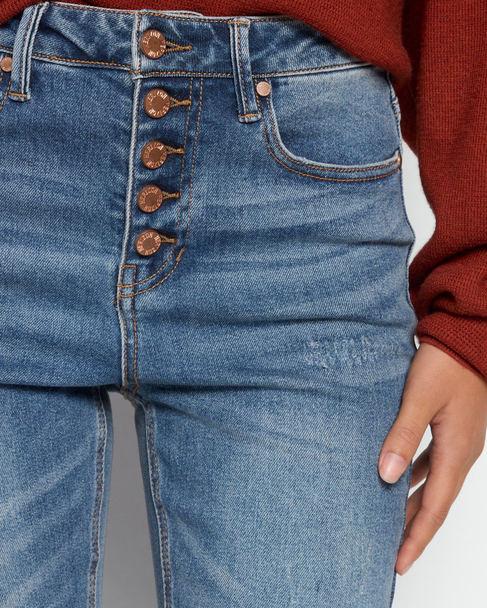 Storm $|& Herizon Phoebe High Rise Mom Jeans with Button Fly - SOF Full Front