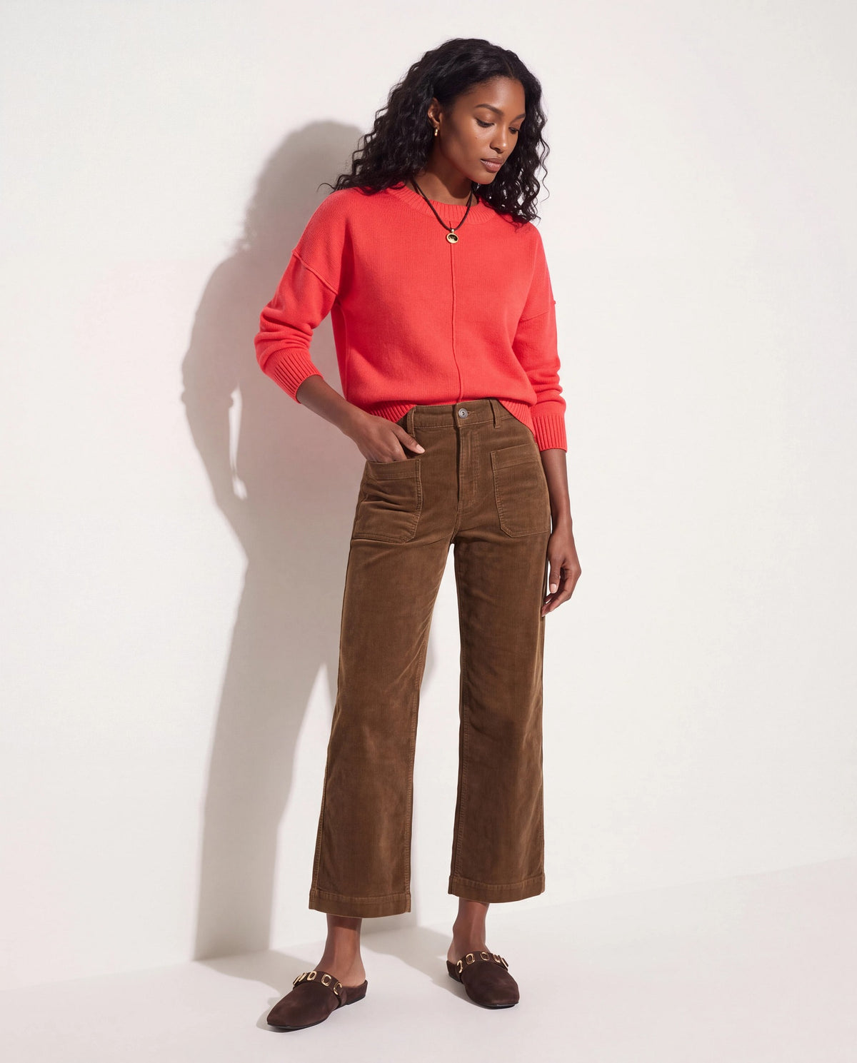 Toffee $|& SEAS Caroline Corduroy Cropped Wide Leg Pant - UGC On Fig