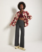 Red Plaid $|& Interval Cozy Plaid Shacket - VOF Front