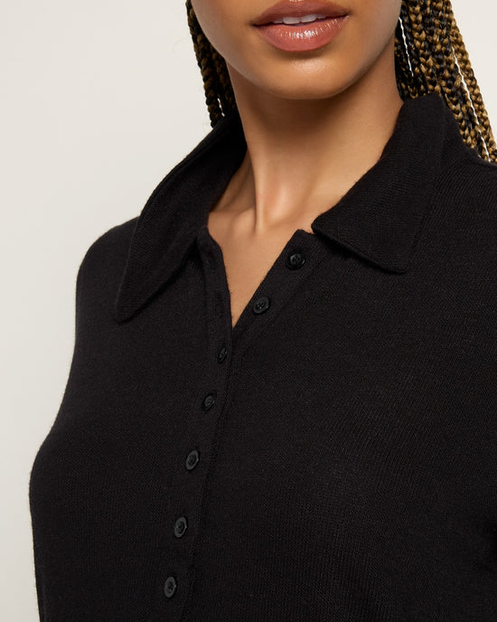 Black $|& Citrus Aliso Polo Collar Top - SOF Full Front