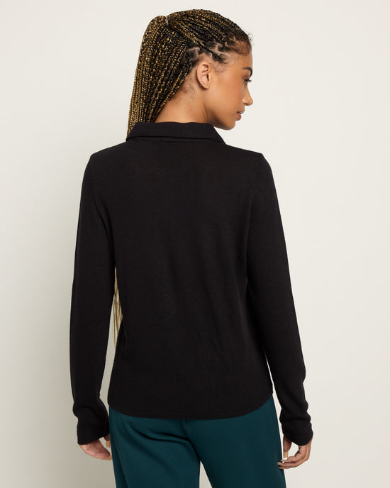 Black $|& Citrus Aliso Polo Collar Top - SOF Back