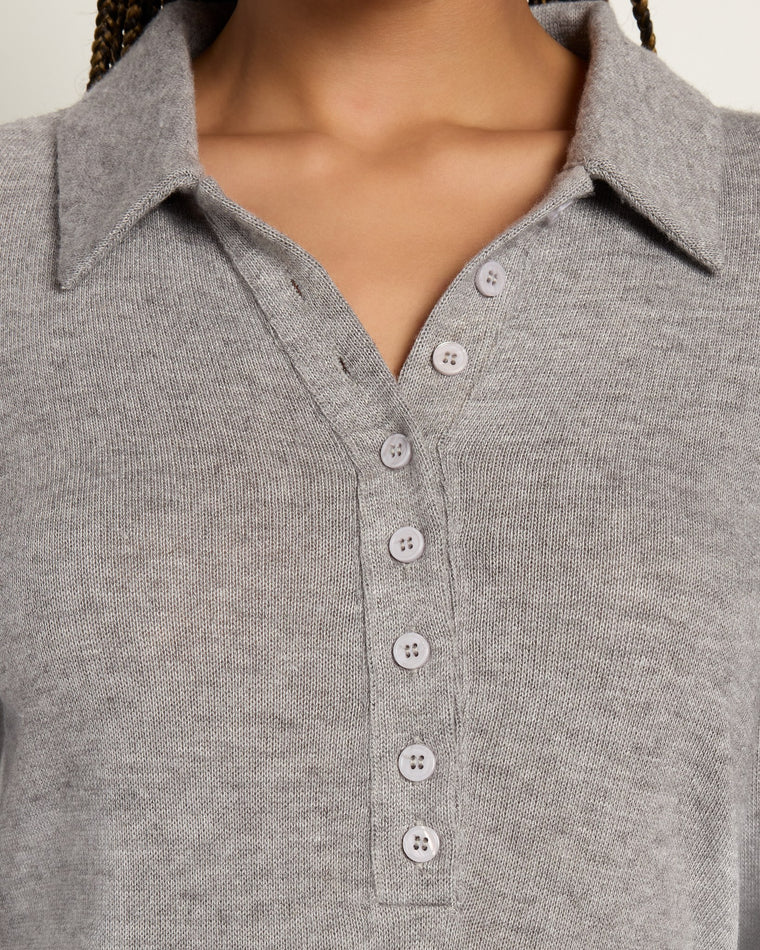Heather Grey $|& Citrus Aliso Polo Collar Top - SOF Full Front