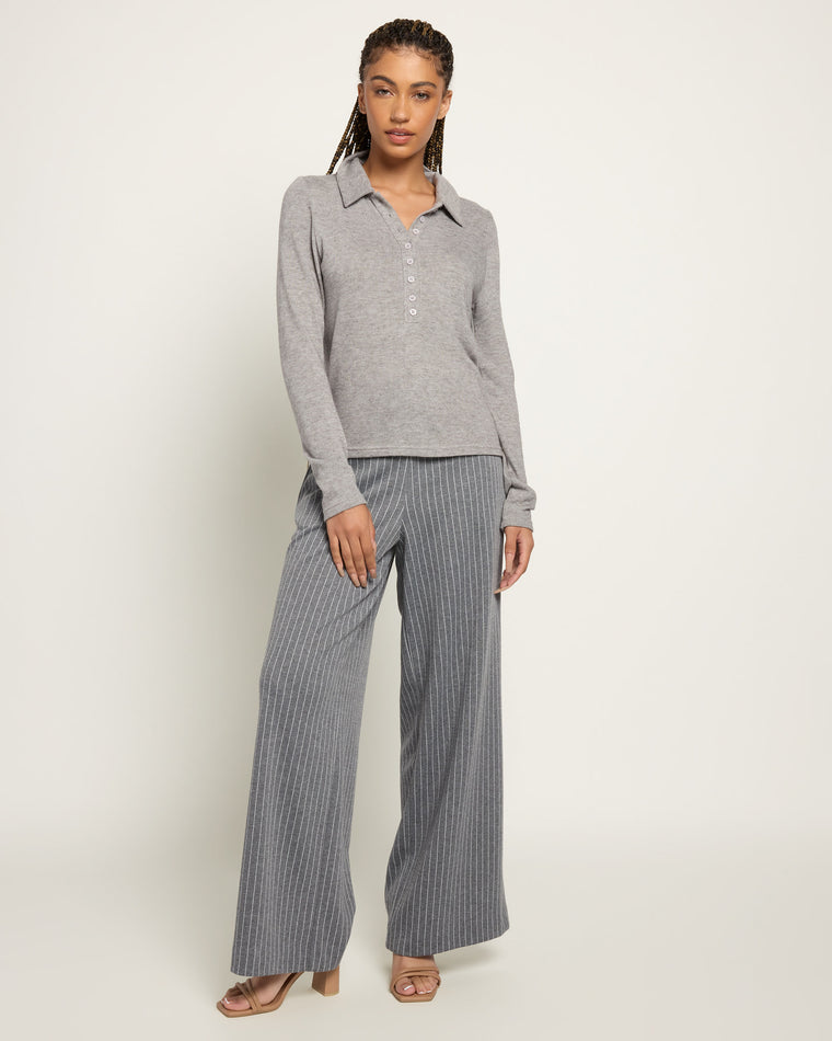 Heather Grey $|& Citrus Aliso Polo Collar Top - UGC On Fig