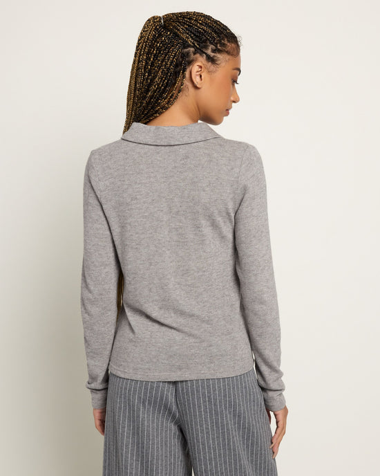 Heather Grey $|& Citrus Aliso Polo Collar Top - SOF Back