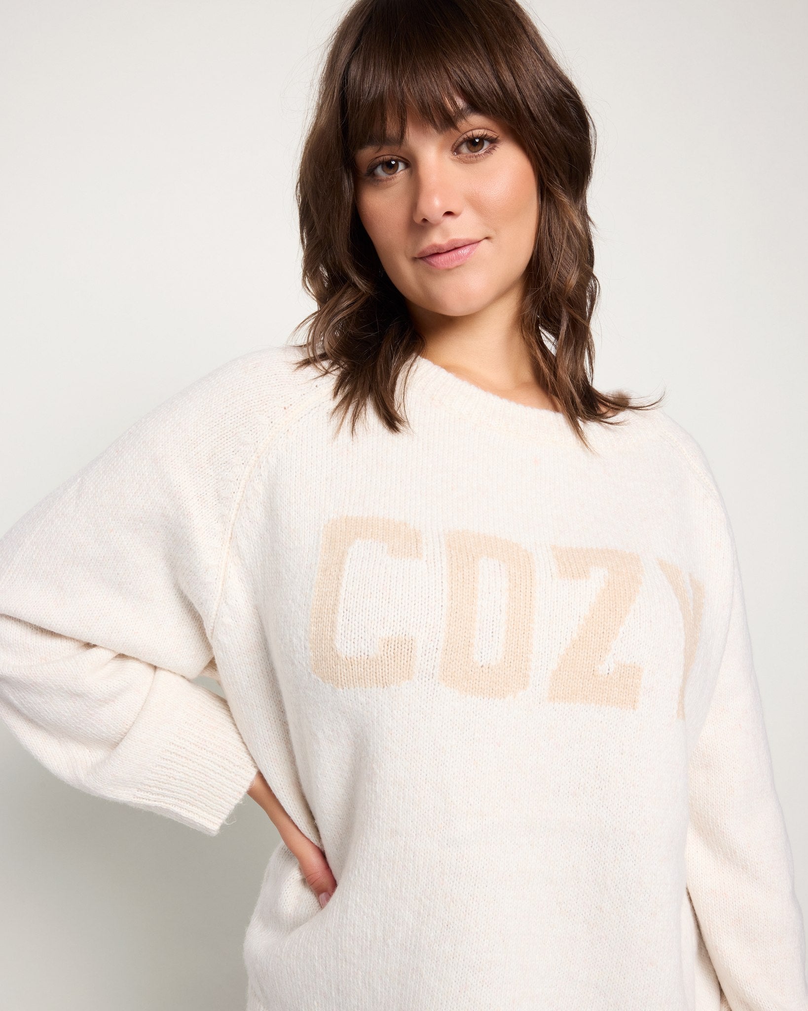 Heather Cream $|& SEAS Cozy Sweater - SOF Full Front