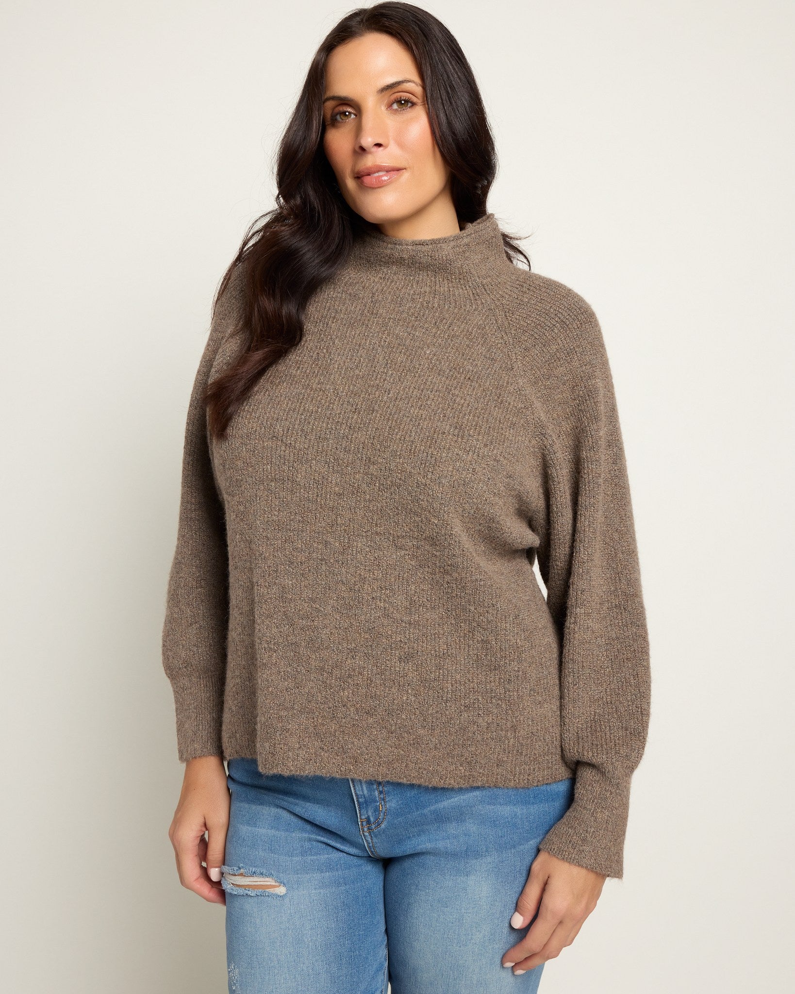 Taupe Marled $|& SEAS Driftwood Sweater - SOF Front