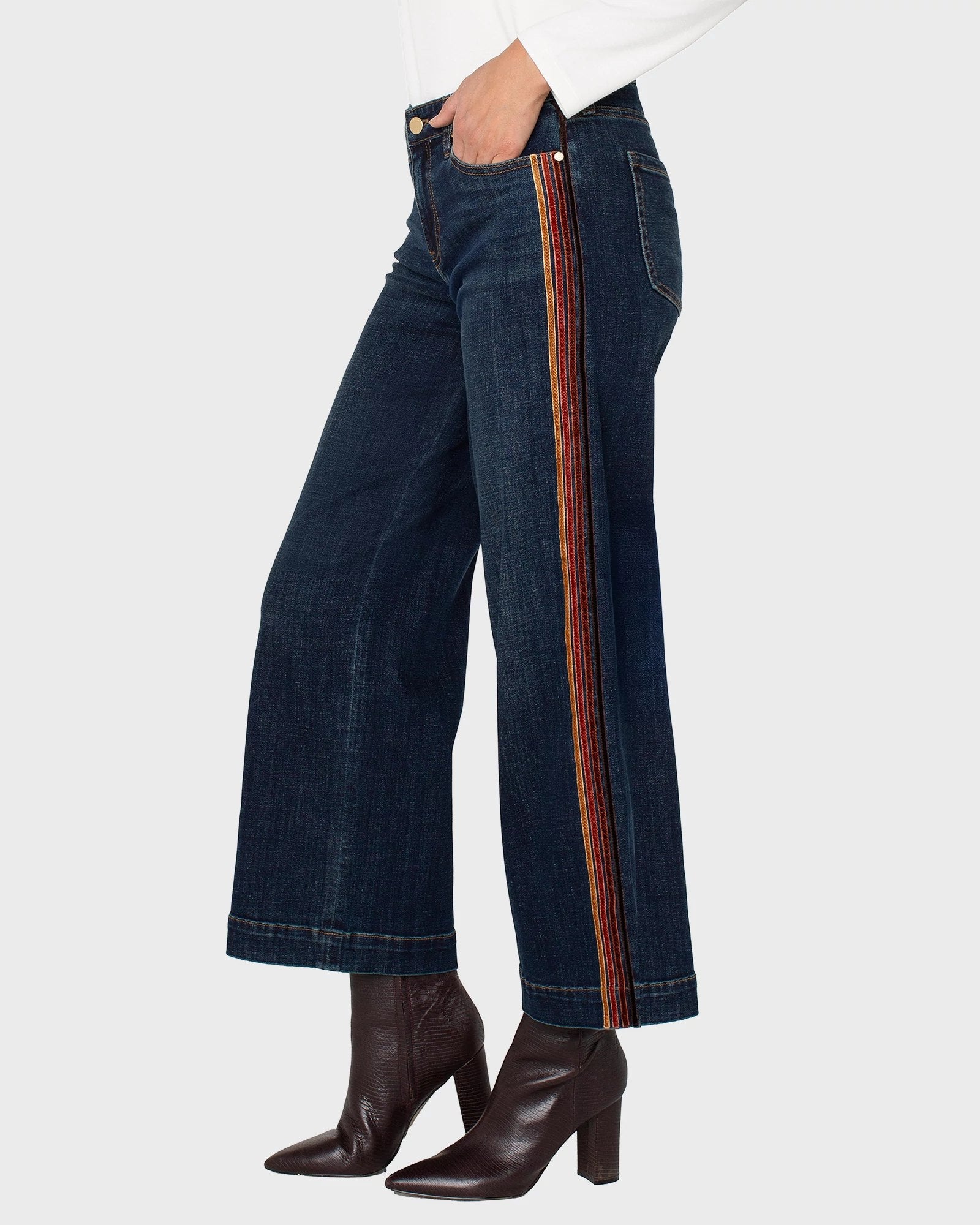 Eastmoor $|& Liverpool The Stride Wide Leg Jeans with Velvet Trim - Hanger Front