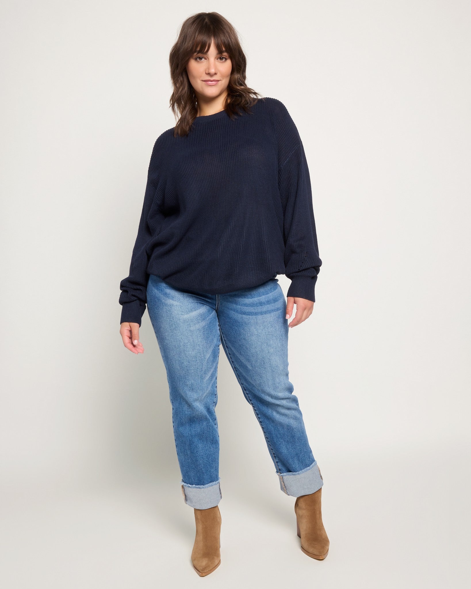 Navy $|& SEAS Coastal Crew Neck Pullover - UGC On Fig