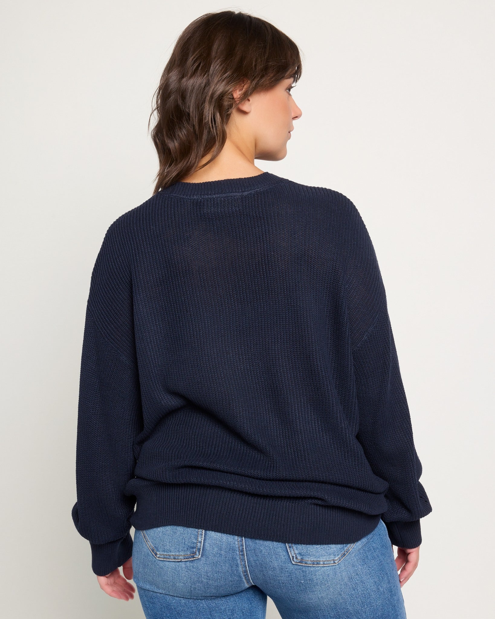 Navy $|& SEAS Coastal Crew Neck Pullover - SOF Back