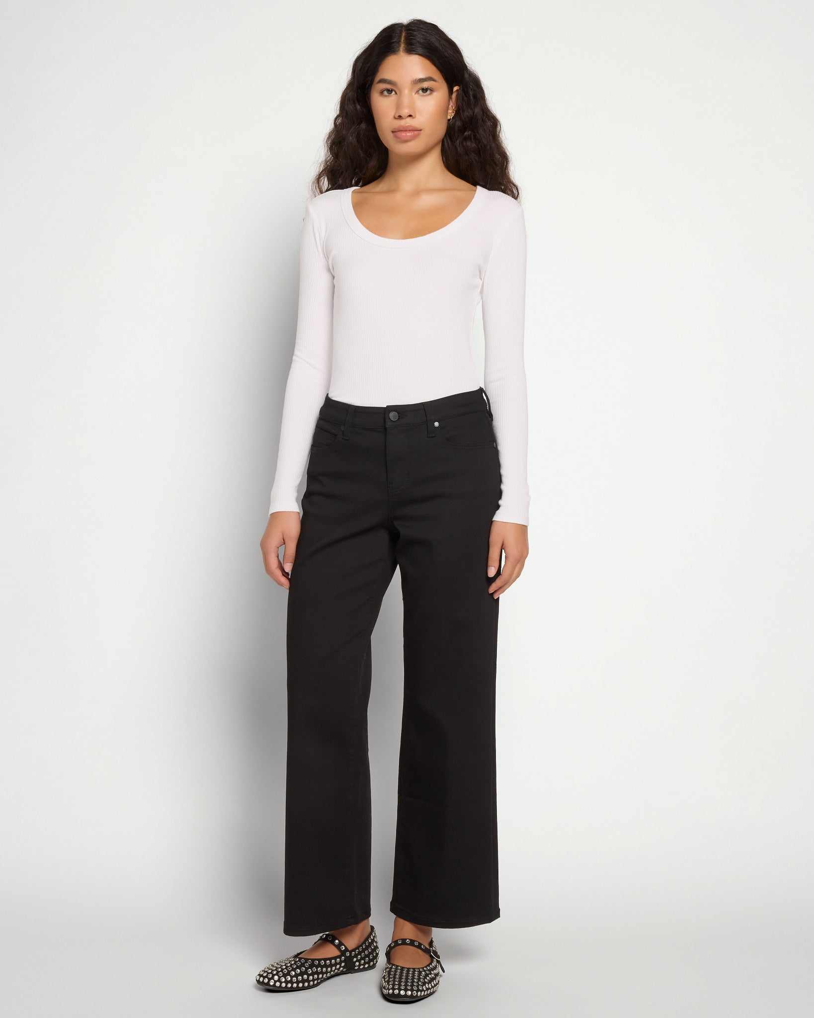 Black Rinse $|& Liverpool The Stride Wide Leg Jeans - UGC On Fig