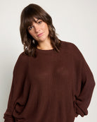 Chocolate $|& SEAS Coastal Crew Neck Pullover - SOF Full Front