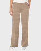 Khaki Grid Check $|& Liverpool Kelsey Wide Leg Trouser - VOF Detail