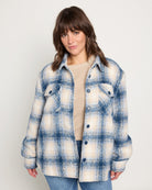 Blue Plaid $|& SEAS Cozy Plaid Shacket - SOF Front