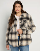Black Plaid $|& SEAS Cozy Plaid Shacket - SOF Front