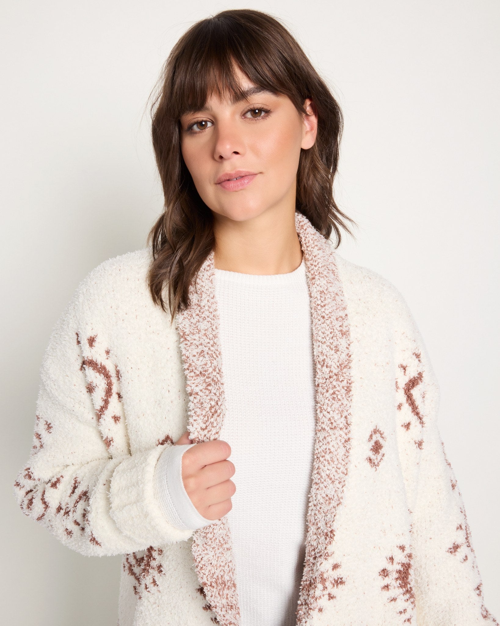 Cream Aztec $|& Herizon Aztec Cozy Jacquard Cardigan - SOF Full Front