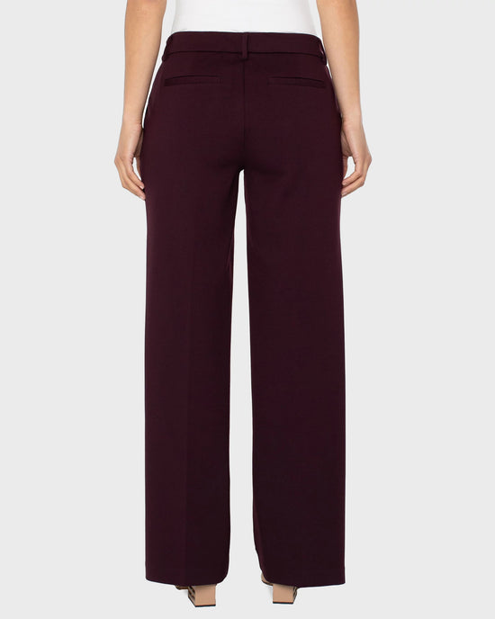 Dark Plum $|& Liverpool Kelsey Wide Leg Trouser - Hanger Side