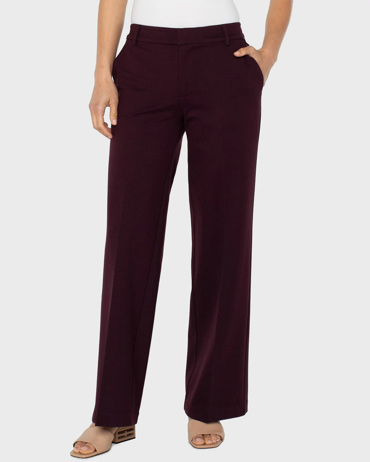 Dark Plum $|& Liverpool Kelsey Wide Leg Trouser - VOF Detail