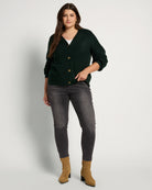 Hunter Green $|& Herizon Button Front Boyfriend Cardigan - UGC On Fig