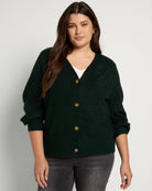 Hunter Green $|& Herizon Button Front Boyfriend Cardigan - SOF Front