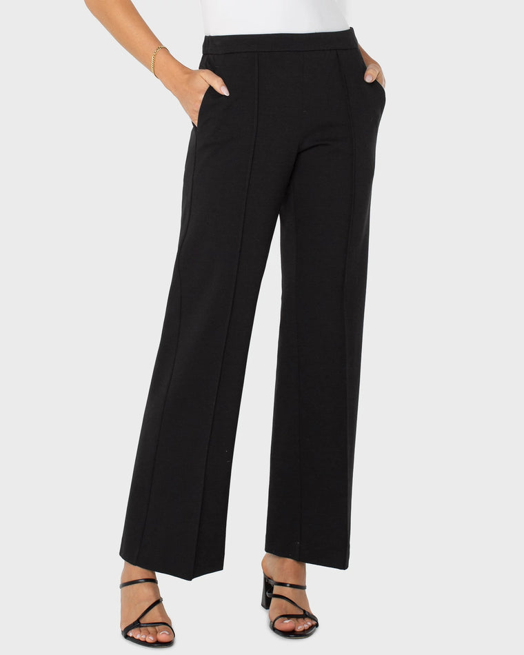 Black $|& Liverpool Kayla Pull-On Wide Leg Trouser - VOF Detail