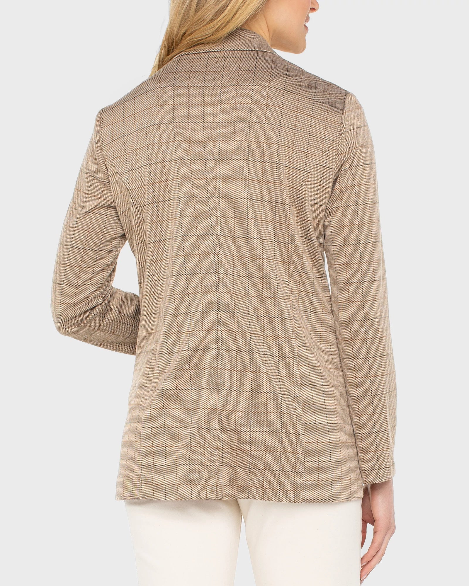 Khaki Grid Check $|& Liverpool Boyfriend Blazer - Hanger Side