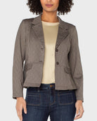 Camel/Sand Stripe $|& Liverpool Peplum Blazer - VOF Detail
