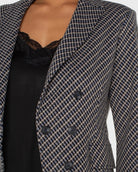 Navy/Toffee Check $|& Liverpool Faux Double Breasted Blazer - Hanger Back