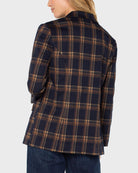 Navy/Toffee Plaid $|& Liverpool Boyfriend Blazer - Hanger Side