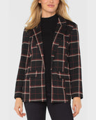Black/Red Tattersall Plaid $|& Liverpool Boyfriend Blazer - VOF Detail