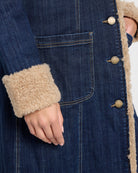 Rinse Wash $|& Liverpool Sherpa Trimmed Denim Trench Coat - SOF Full Front