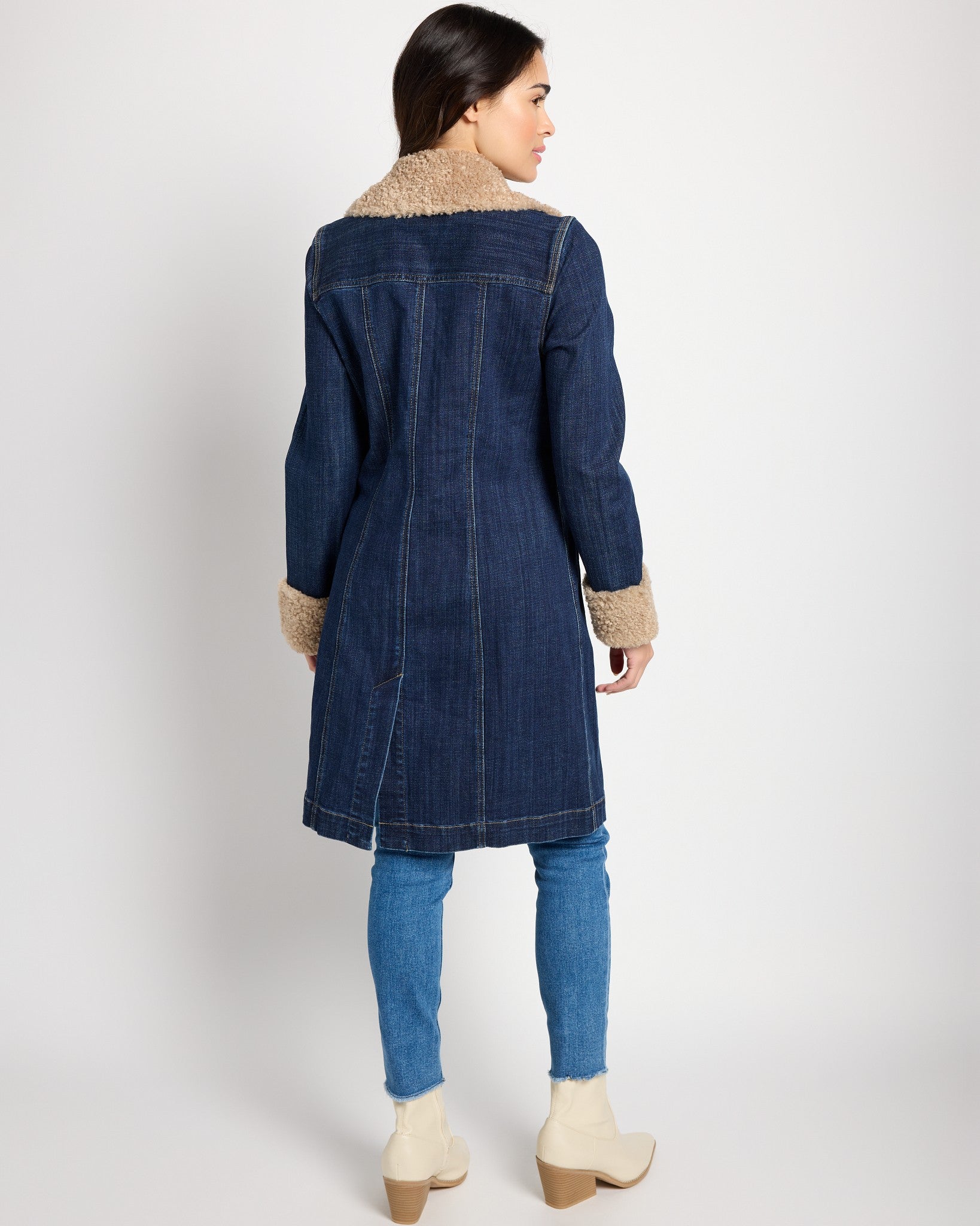 Rinse Wash $|& Liverpool Sherpa Trimmed Denim Trench Coat - SOF Back