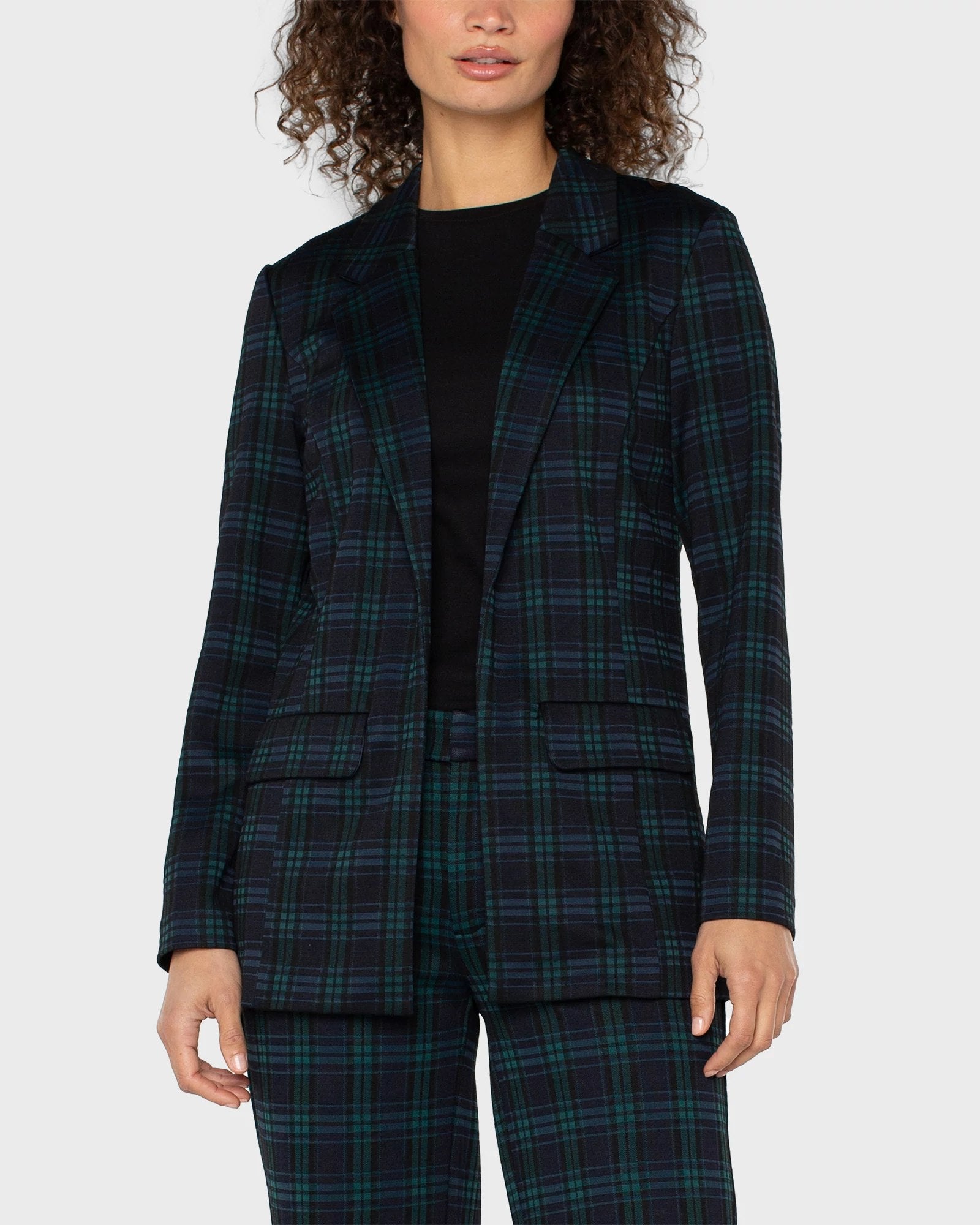 Black Watch Plaid $|& Liverpool Boyfriend Blazer - VOF Detail