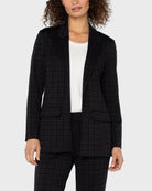 Black Tattersall Check $|& Liverpool Boyfriend Blazer - VOF Detail