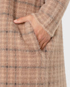 Camel Cream Plaid $|& Liverpool Open Front Coatigan - Hanger Back