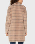 Camel Cream Plaid $|& Liverpool Open Front Coatigan - Hanger Side