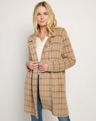Camel Cream Plaid $|& Liverpool Open Front Coatigan - SOF Front