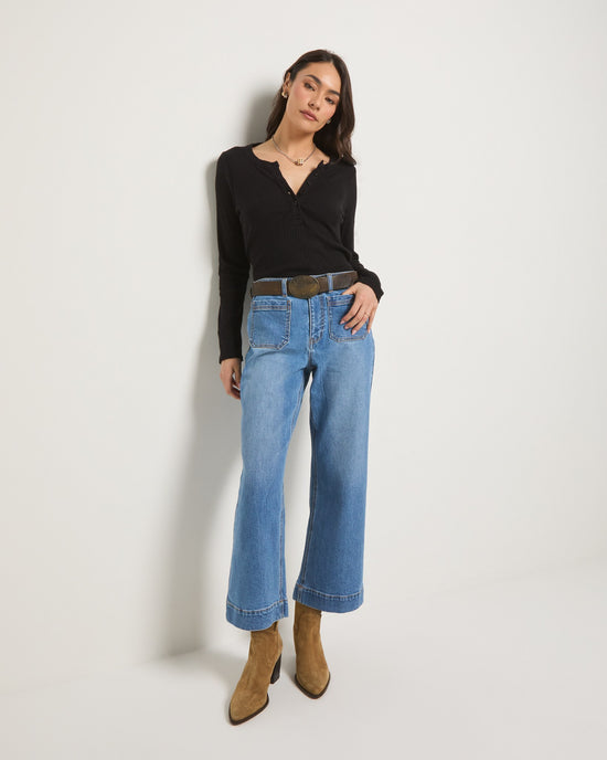 Black $|& SEAS Autumn Long Sleeve Henley - UGC On Fig