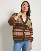 Mahogany Stripe $|& SEAS Crystal Canyon Striped Cardigan - SOF Full Front