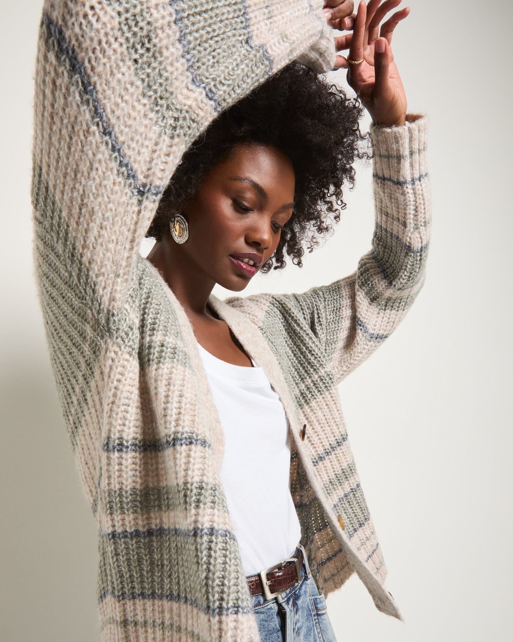 Olive Branch Stripe $|& SEAS Crystal Canyon Striped Cardigan - SOF Full Front