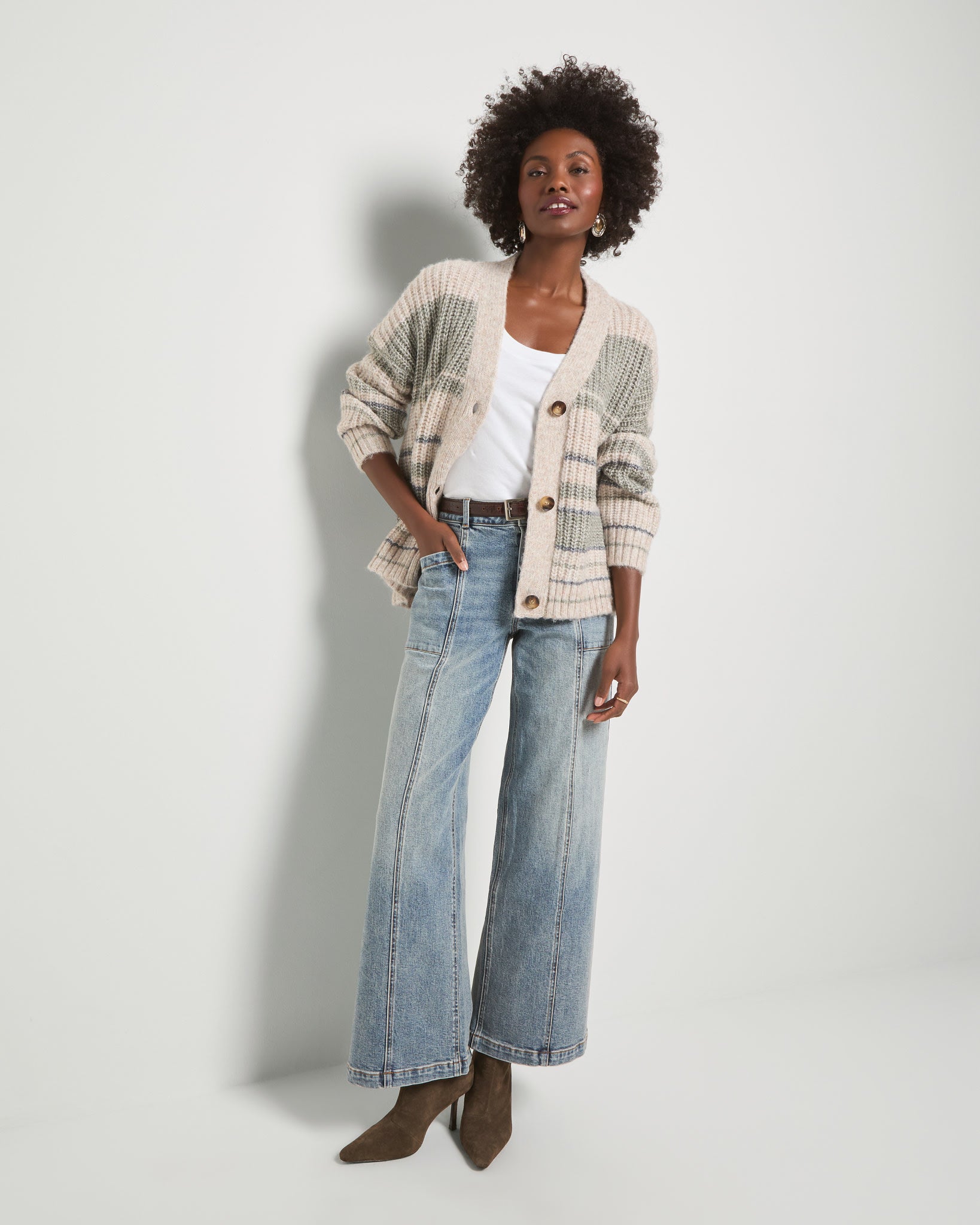 Olive Branch Stripe $|& SEAS Crystal Canyon Striped Cardigan - UGC On Fig