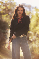 Black $|& SEAS Shayna Ruffle Sweater - SOF Side