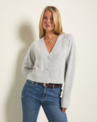 Heather Grey $|& SEAS Whisper Pointelle Cardigan - SOF Front
