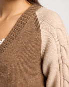 Heather Caramel $|& SEAS Varsity Button Front Cardigan - SOF Full Front