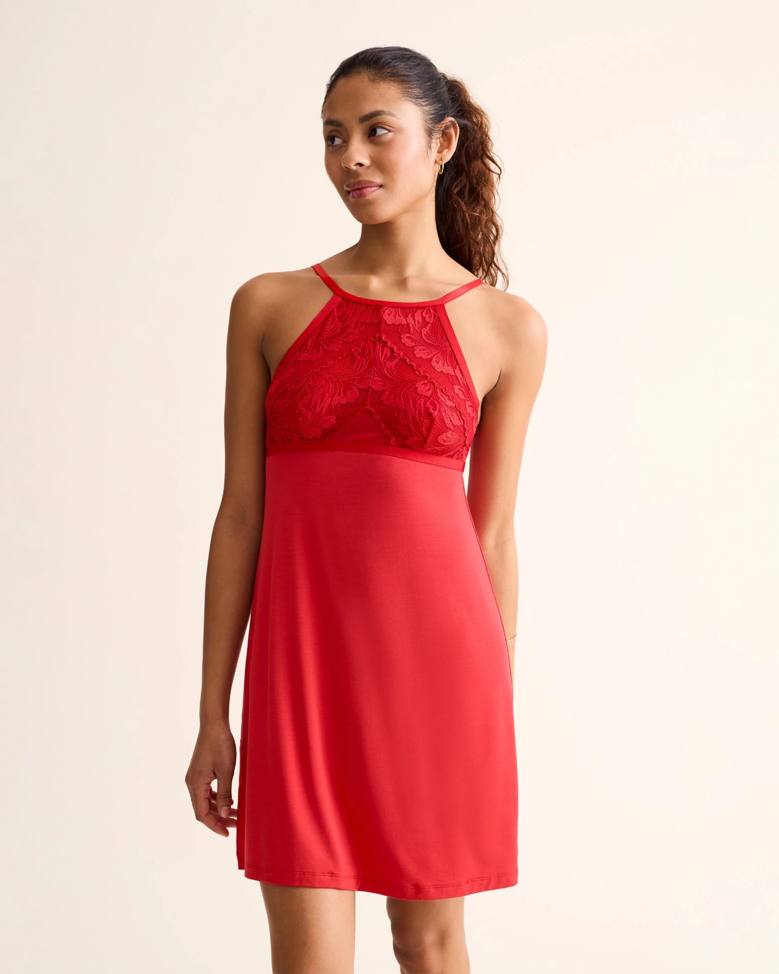 Sweet Red $|& Fleur't High Neck Chemise - VOF Detail