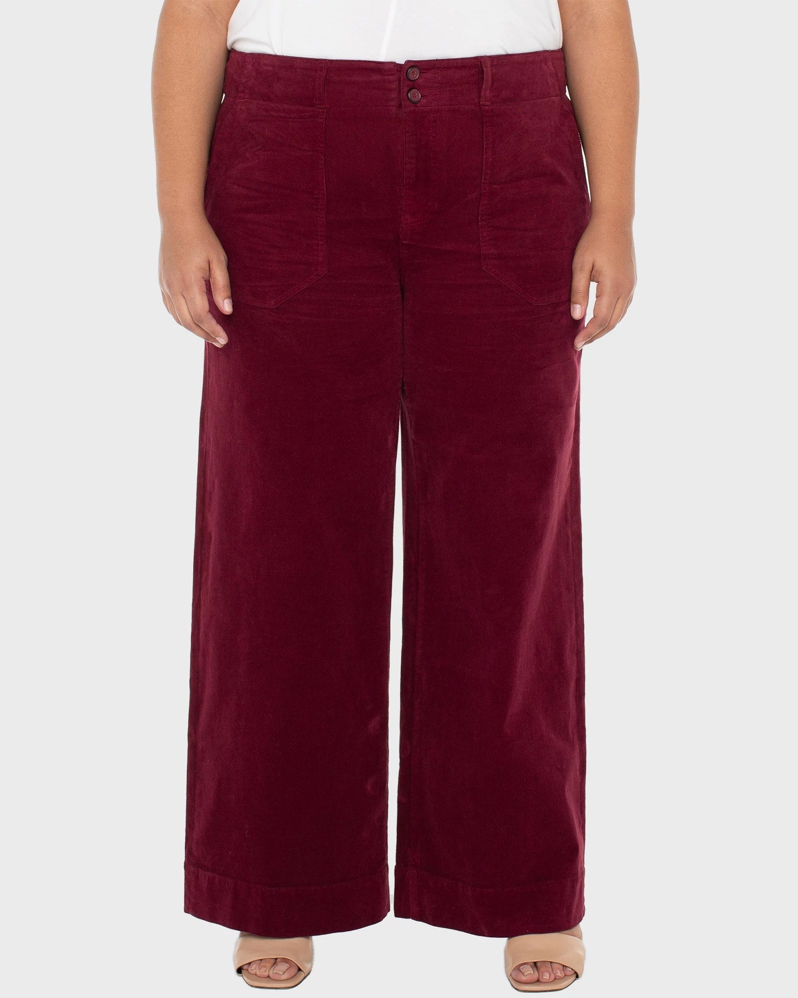 Cabernet Red $|& Liverpool Utility Pocket Wide Leg Pant - VOF Detail