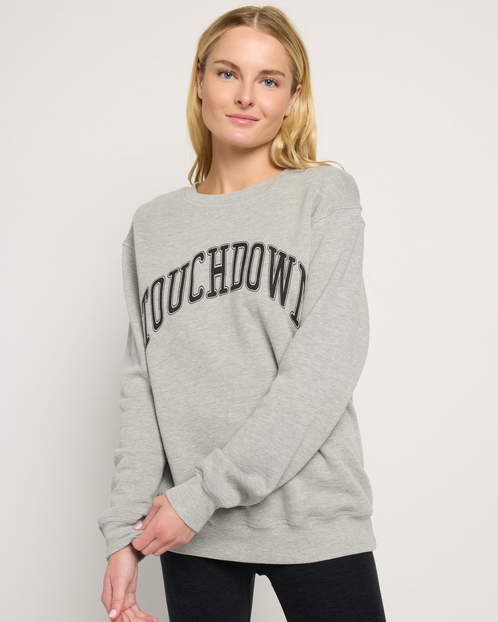 Heather Grey $|& Project Social T Touchdown/Tailgate Reversible Sweatshirt - SOF Front